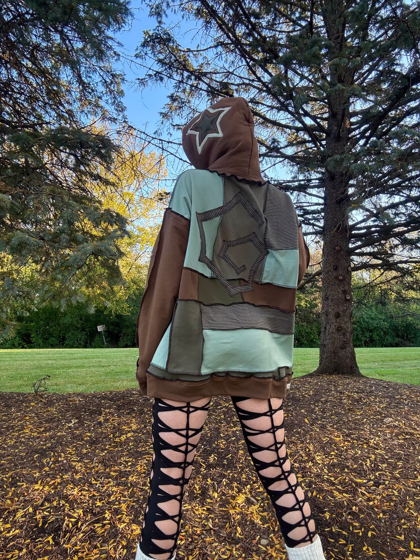 EARTH TONE PATCHWORK HOODIE