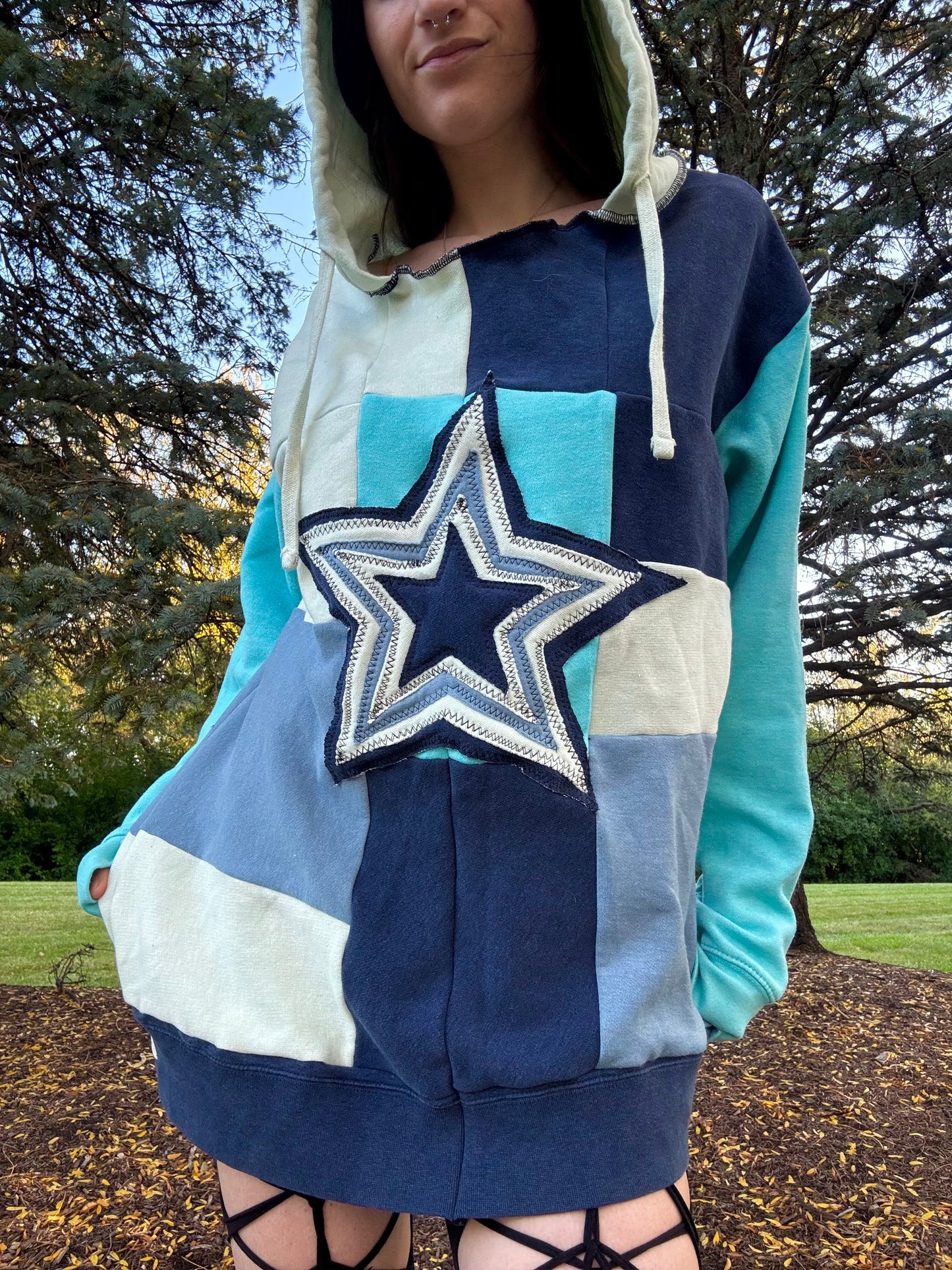 OCEAN TIDES PATCHWORK HOODIE