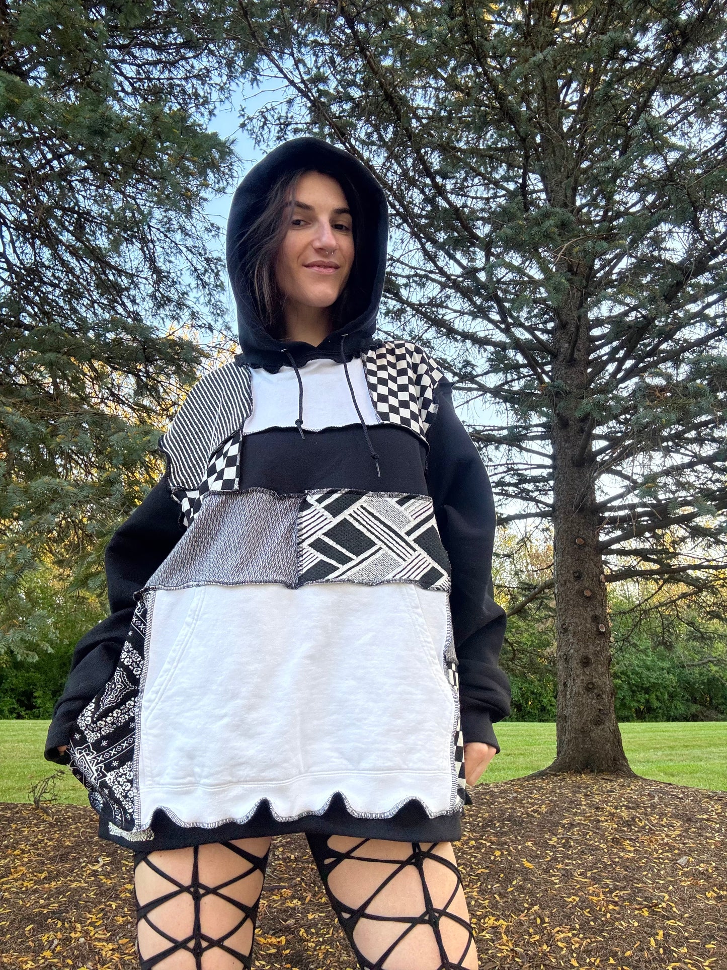 MONOCHROME PATCHWORK HOODIE