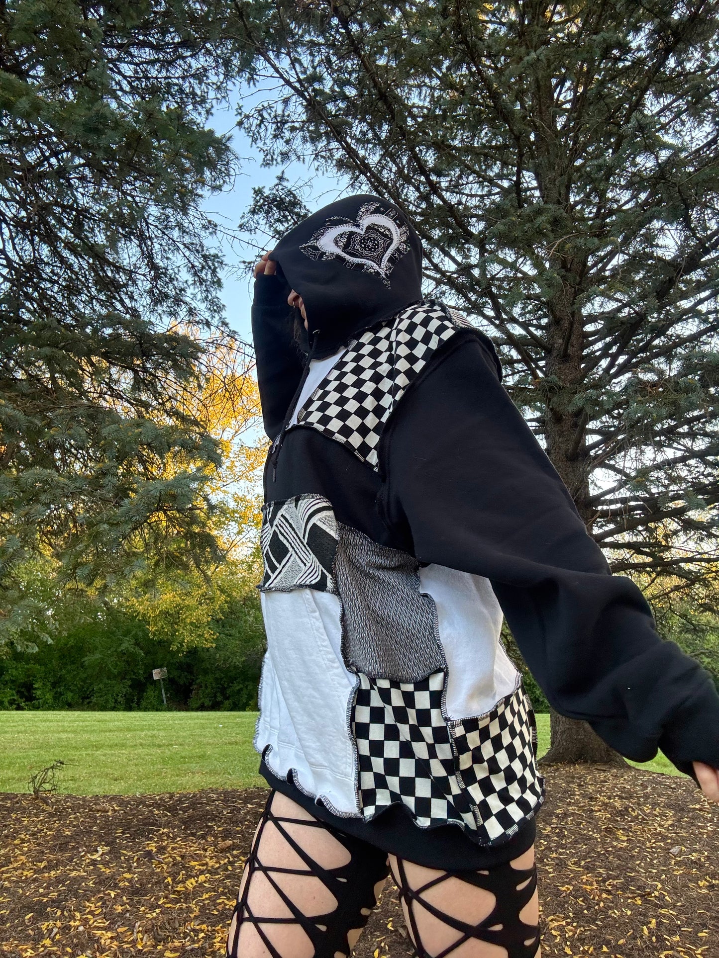 MONOCHROME PATCHWORK HOODIE