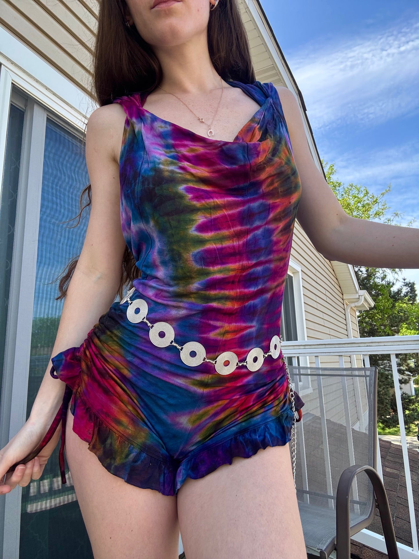 HOODED TIE DYE ROMPER
