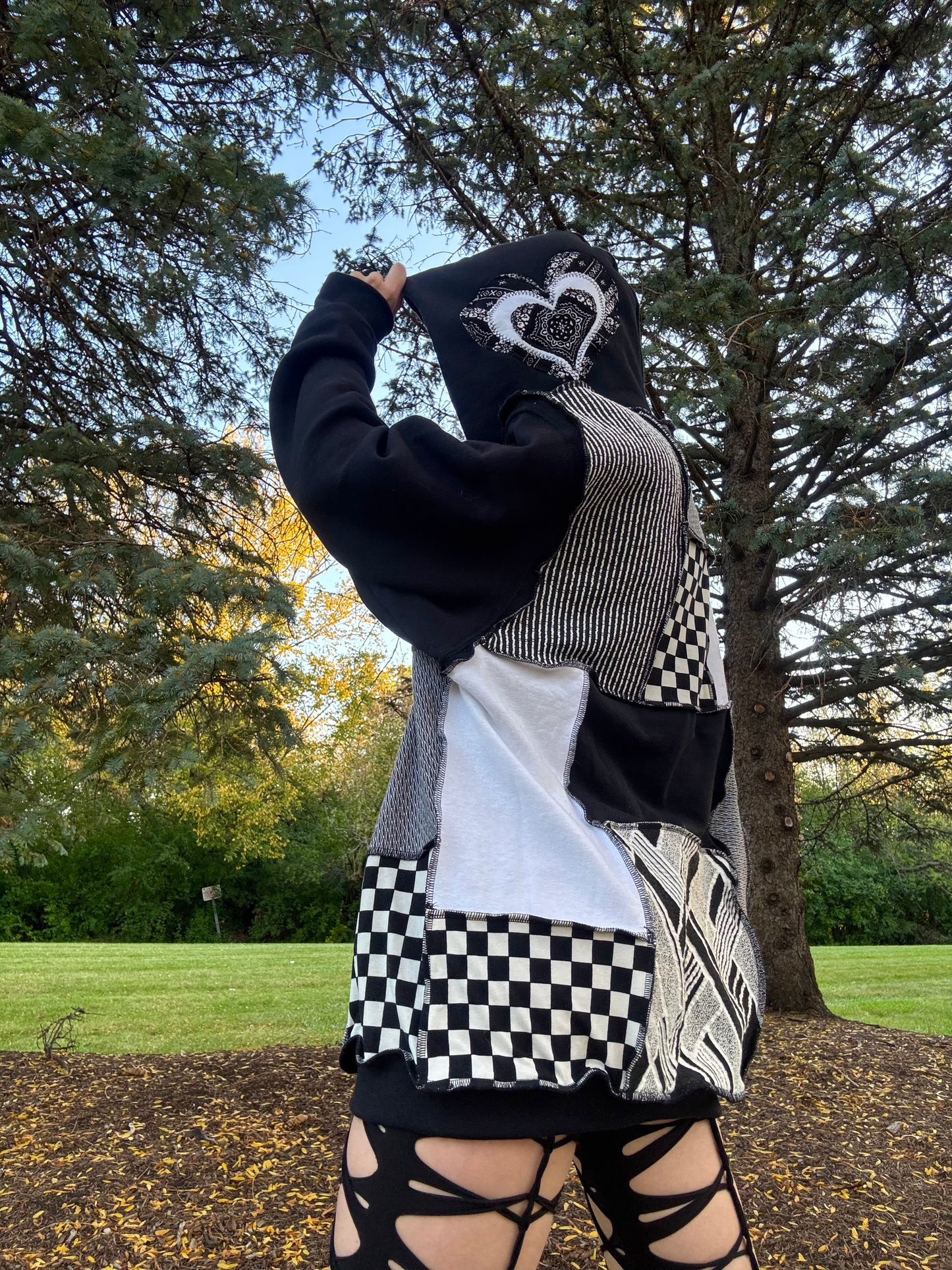 MONOCHROME PATCHWORK HOODIE