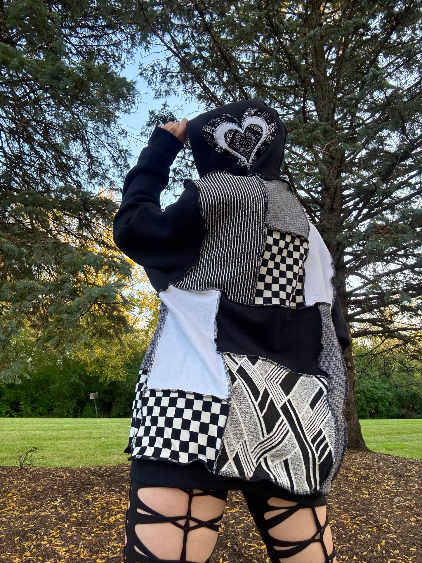 MONOCHROME PATCHWORK HOODIE