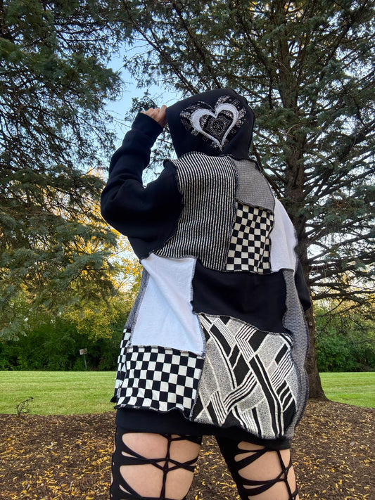 MONOCHROME PATCHWORK HOODIE