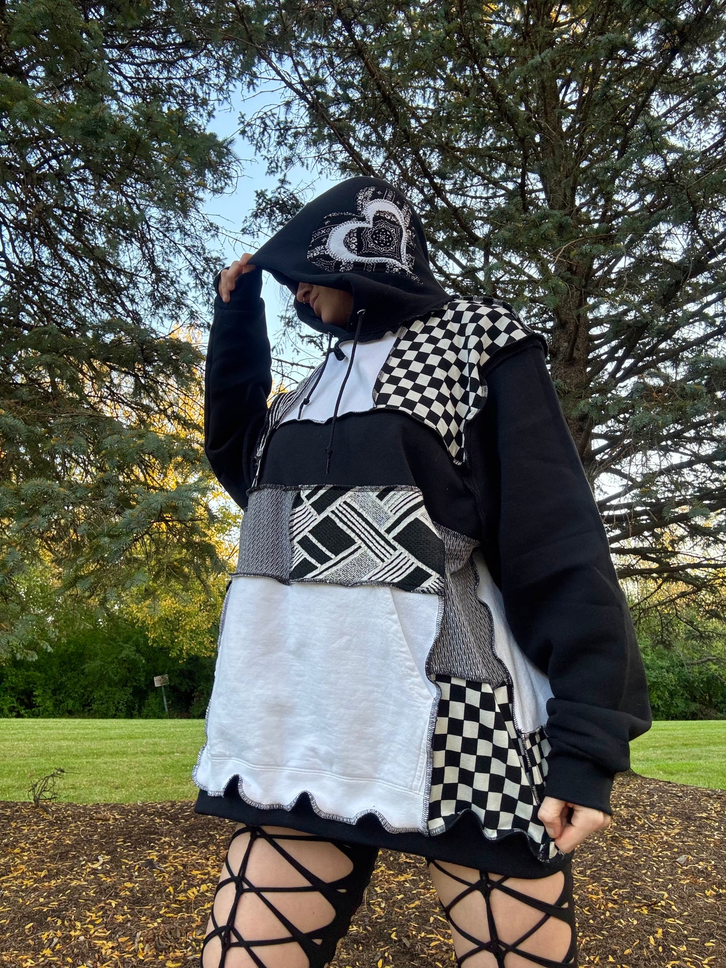 MONOCHROME PATCHWORK HOODIE