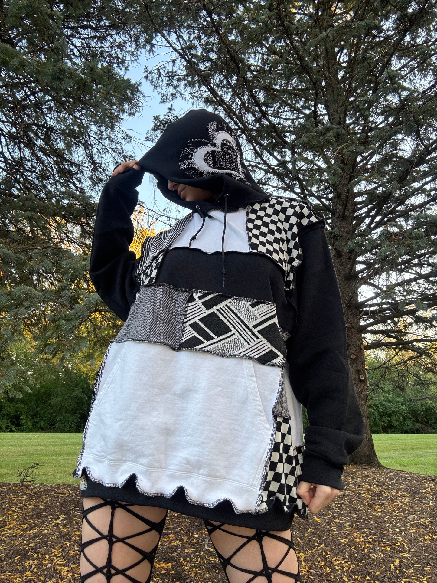 MONOCHROME PATCHWORK HOODIE
