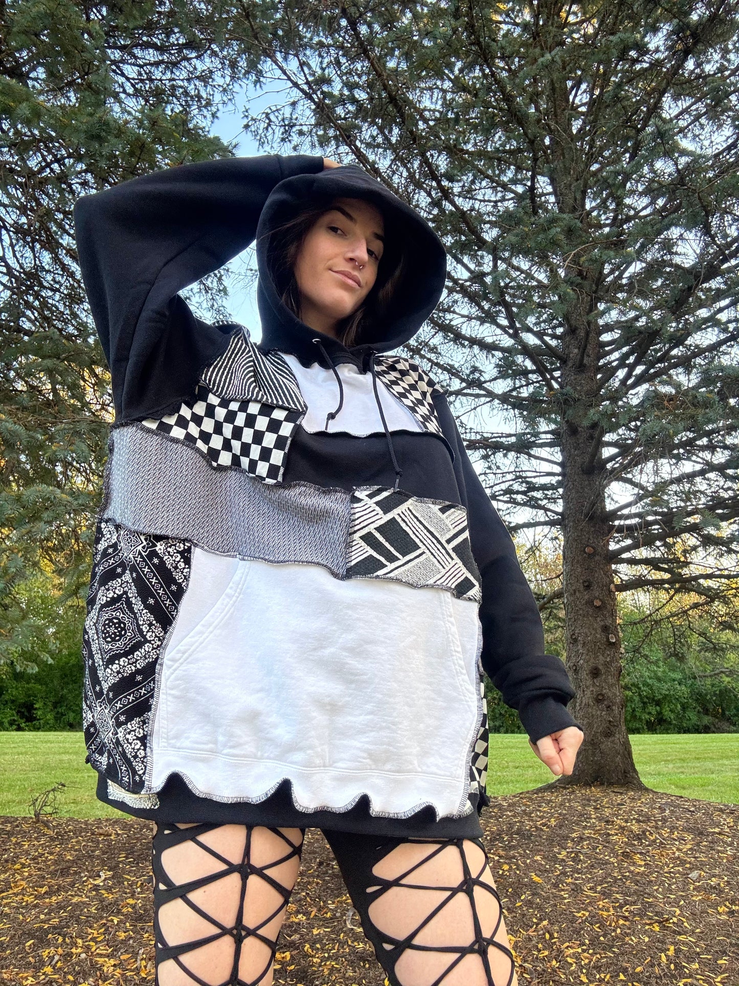 MONOCHROME PATCHWORK HOODIE